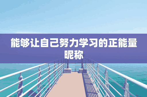 能够让自己努力学习的正能量昵称